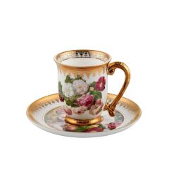 ALTIN İŞLEMELİ TEK KİŞİLİK TÜRK KAHVESİ FİNCANI