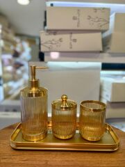 CANYON AMBER ALTIN TEPSİLİ 4 PARÇA BANYO SETİ