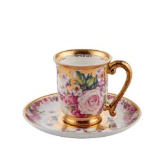 ALTIN İŞLEMELİ TEK KİŞİLİK TÜRK KAHVESİ FİNCANI