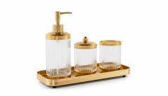 CANYON ŞEFFAF ALTIN TEPSİLİ 4 PARÇA BANYO SETİ