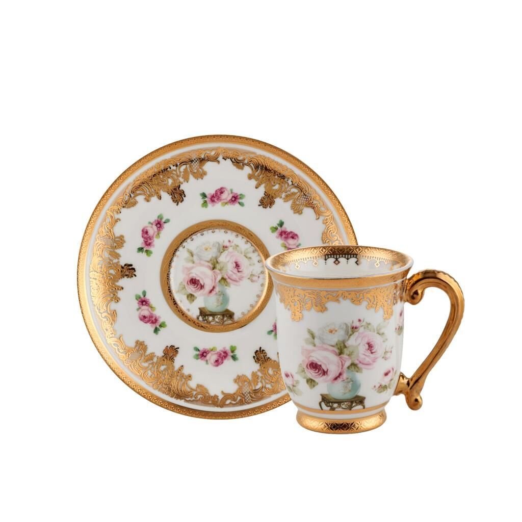 ALTIN İŞLEMELİ TEK KİŞİLİK TÜRK KAHVESİ FİNCANI