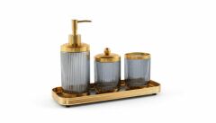 CANYON FÜME ALTIN TEPSİLİ 4 PARÇA BANYO SETİ