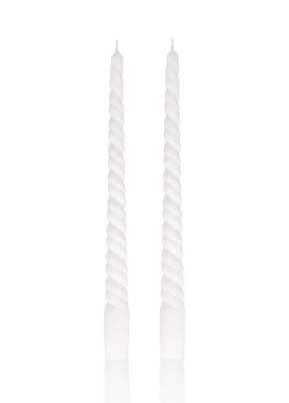 BURGU 2'Lİ ŞAMDAN MUM  KREM 29CM