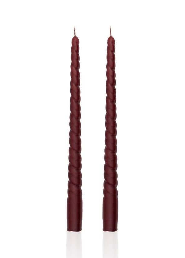 BURGU 2'Lİ ŞAMDAN MUM BORDO 29CM