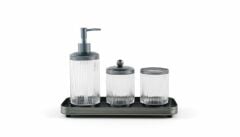 CANYON ŞEFFAF GÜMÜŞ TEPSİLİ 4 PARÇA BANYO SETİ