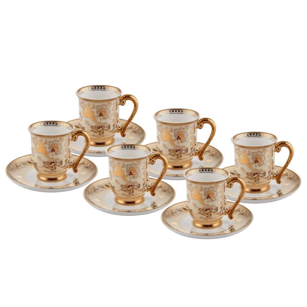 KREM ALTIN 6 KİŞİLİK TÜRK KAHVESİ FİNCANI