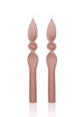 BURGU 2'Lİ ŞAMDAN MUM ROSE 25CM