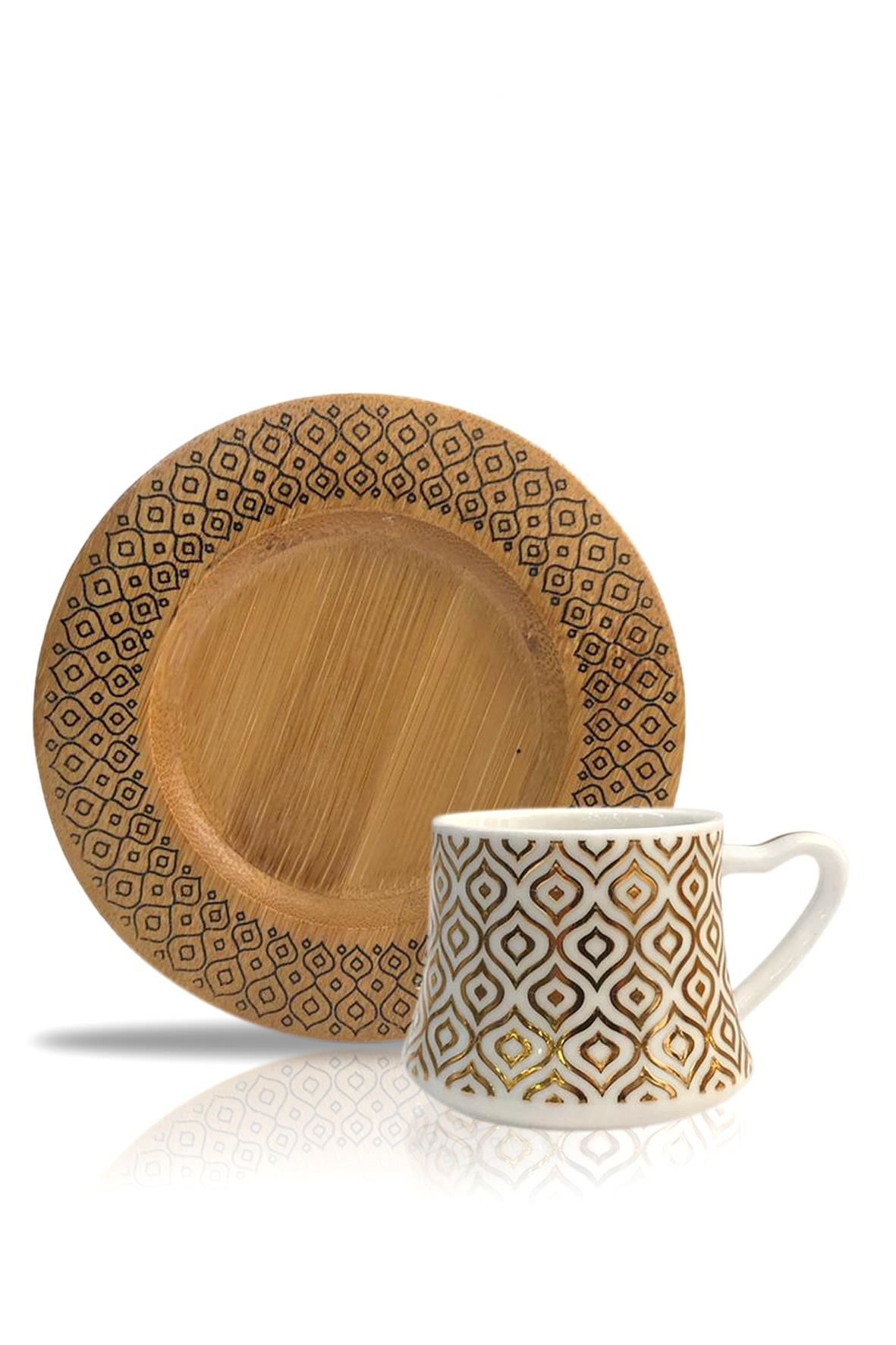 BAMBU TABAKLI 6'LI TÜRK KAHVESİ FİNCANI DESEN5