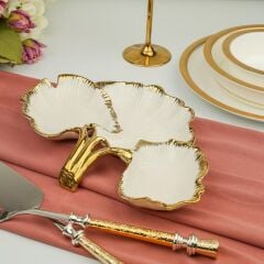 ALBERO GOLD YAPRAK SUNUM TABAK 31X22CM