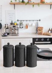 PRİZMA SİYAH ÇAY ŞEKER KAHVE KAVANOZU 1,2LT