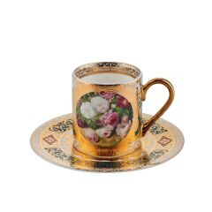 ALTIN İŞLEMELİ TEK KİŞİLİK TÜRK KAHVESİ FİNCANI