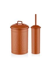 PRİZMA TERRACOTA ÇÖP KOVASI&TUVALET FIRÇA SETİ