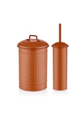 PRİZMA TERRACOTA ÇÖP KOVASI&TUVALET FIRÇA SETİ
