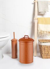 PRİZMA TERRACOTA ÇÖP KOVASI&TUVALET FIRÇA SETİ