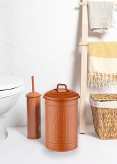 PRİZMA TERRACOTA ÇÖP KOVASI&TUVALET FIRÇA SETİ