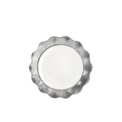 BEYAZ GÜMÜŞ ÇİZGİLİ AVANGARDE YUVARLAK SUNUM TABAK 33CM