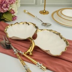 ALBERO GOLD 2 BÖLMELİ SUNUM TABAK 36X24CM