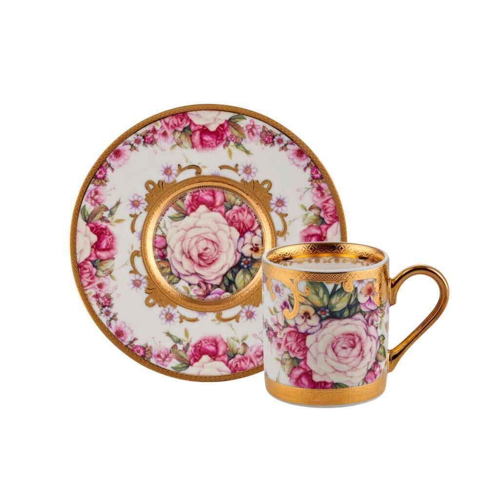 ALTIN İŞLEMELİ TEK KİŞİLİK TÜRK KAHVESİ FİNCANI