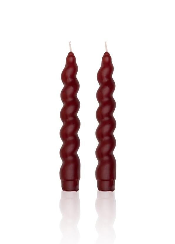 BURGU 2'Lİ ŞAMDAN MUM BORDO 17CM