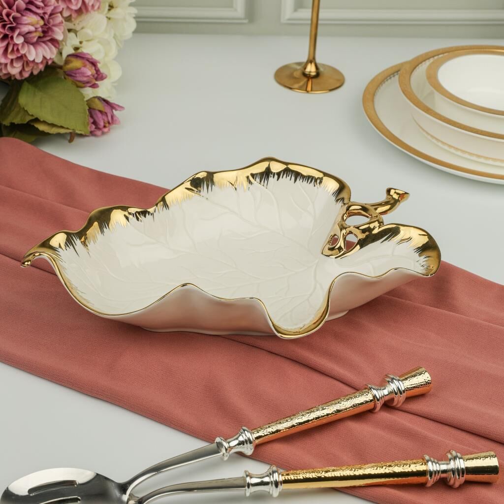 ALBERO GOLD YAPRAK SUNUM TABAK 30X20CM