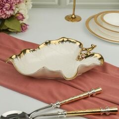 ALBERO GOLD YAPRAK SUNUM TABAK 30X20CM