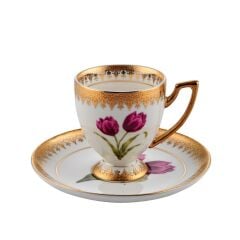 ALTIN İŞLEMELİ TEK KİŞİLİK TÜRK KAHVESİ FİNCANI