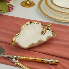 ALBERO GOLD YAPRAK SUNUM TABAK 20X14CM