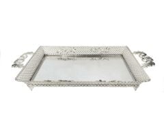 GÜMÜŞ ÖRGÜ DİKDÖRTGEN TEPSİ 47X25CM