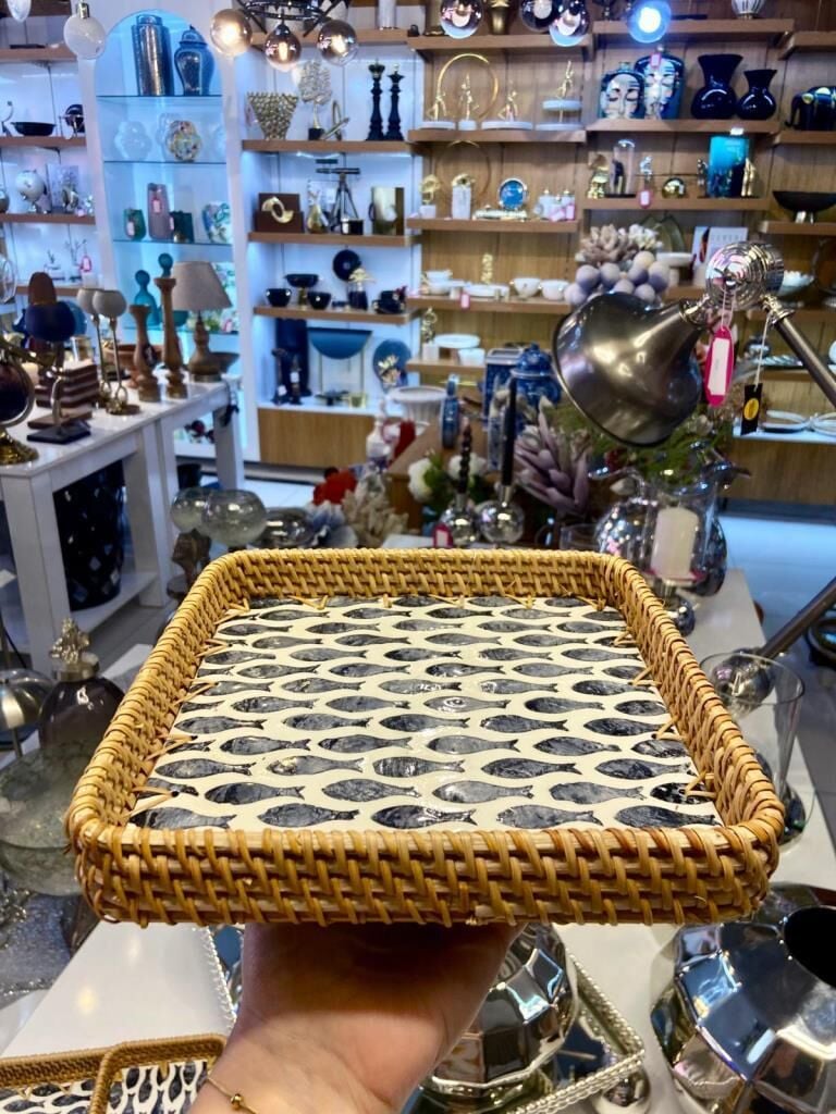 BALIK DESEN RATTAN TEPSİ 21X21CM