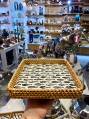 BALIK DESEN RATTAN TEPSİ 21X21CM