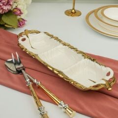 ALBERO GOLD DİKDÖRTGEN YAPRAK SUNUM TABAK 39X14CM