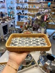 BALIK DESEN RATTAN TEPSİ 21X12CM