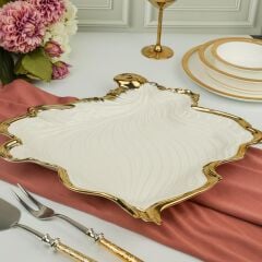 ALBERO GOLD YAPRAK SUNUM TABAK 38X35CM
