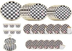 EMMA SİYAH DAMALI 6 KİŞİLİK 44 PARÇA SERVİS SETİ