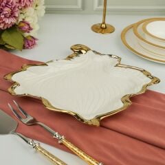 ALBERO GOLD YAPRAK SUNUM TABAK 31X29CM