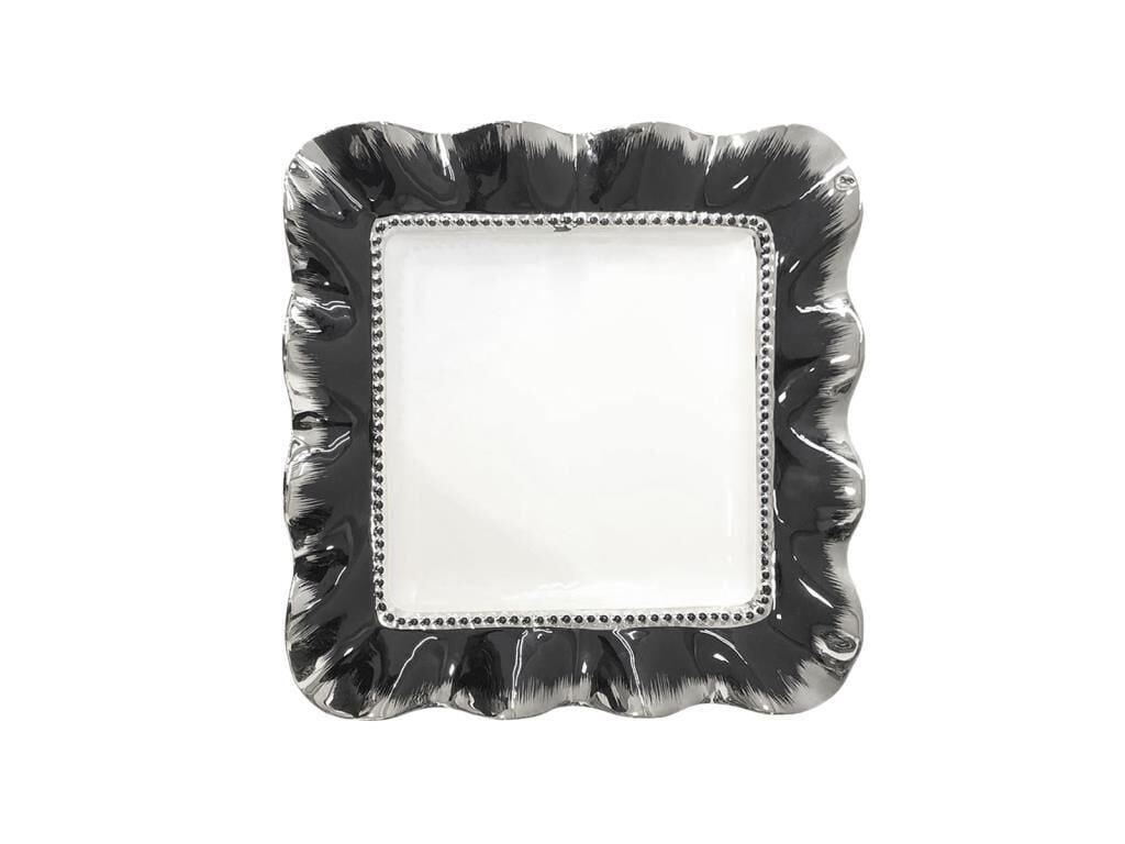 SİYAH GÜMÜŞ AVANGARDE KARE SUNUM TABAK 27CM