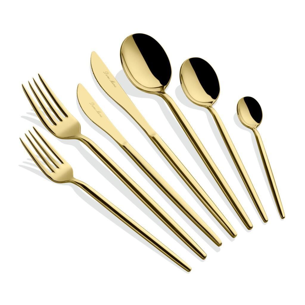 ALMERİA PARLAK GOLD 6 KİŞİLİK 42 PARÇA ÇATAL KAŞIK BIÇAK SETİ