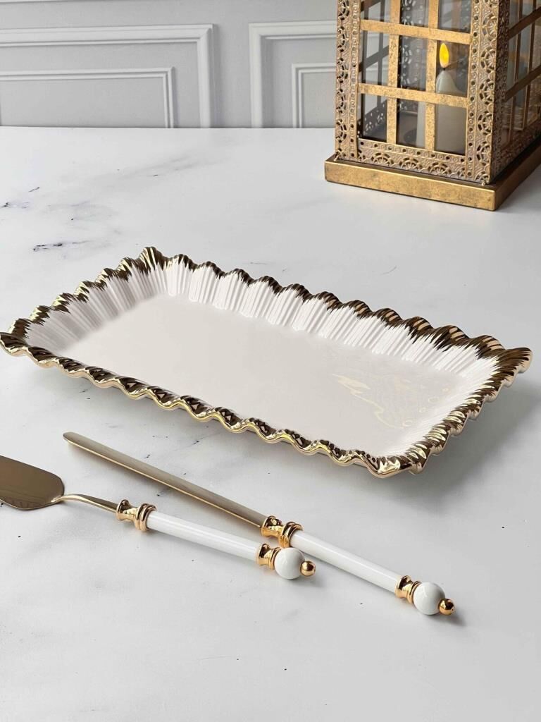 SOFIA GOLD DİKDÖRTGEN SUNUM TABAK 36X21CM