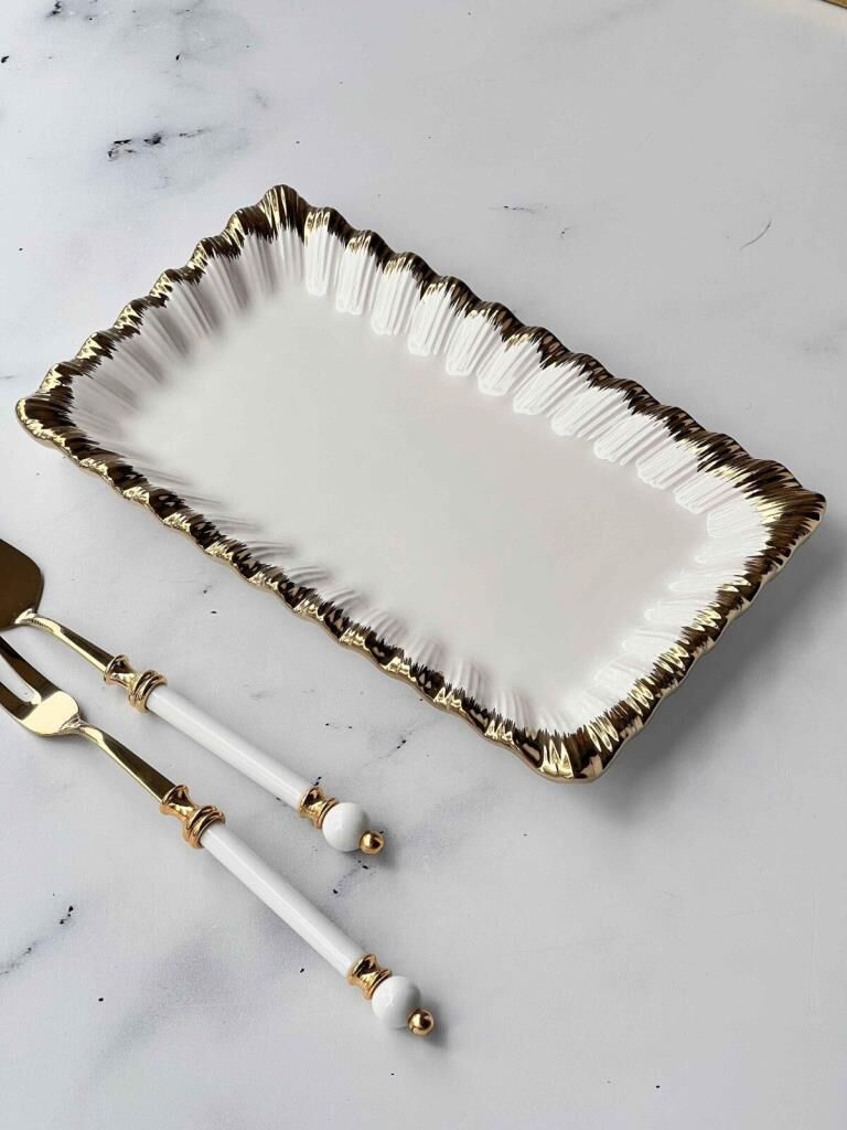SOFIA GOLD DİKDÖRTGEN SUNUM TABAK 32X20CM