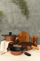 DIAMOND 5 PARÇA MIDI TENCERE TAVA SET ROSE