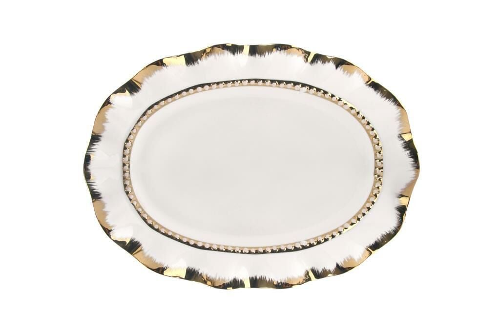 BEYAZ ALTIN OVAL SERVİS TABAK 38CM
