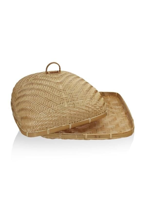 BAMBU KAPAKLI TEPSİ SUNUMLUK 40X40X21CM