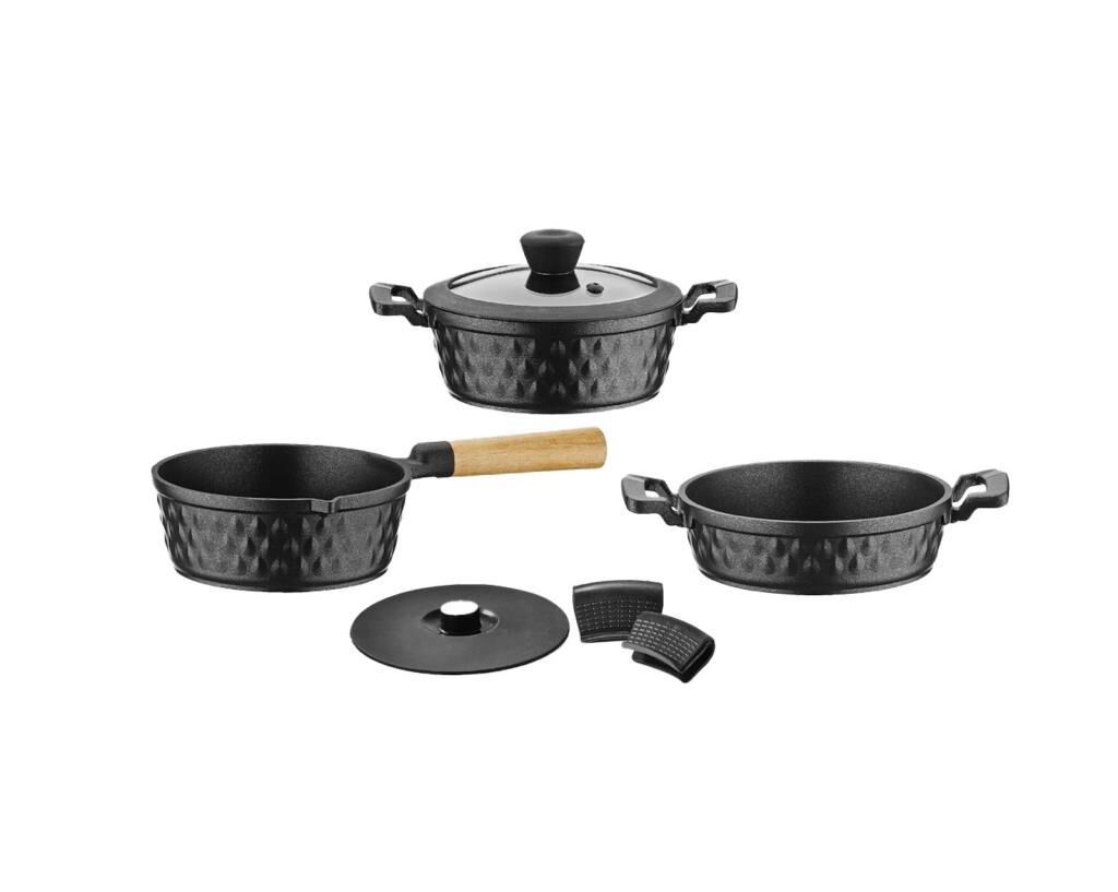 DIAMOND 5 PARÇA MIDI TENCERE TAVA SET SİYAH