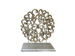 GÜMÜŞ YUVARLAK DANTEL DEKOR 37cm