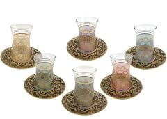 6 RENK 6 KİŞİLİK LÜSTRELİ ÇAY SET
