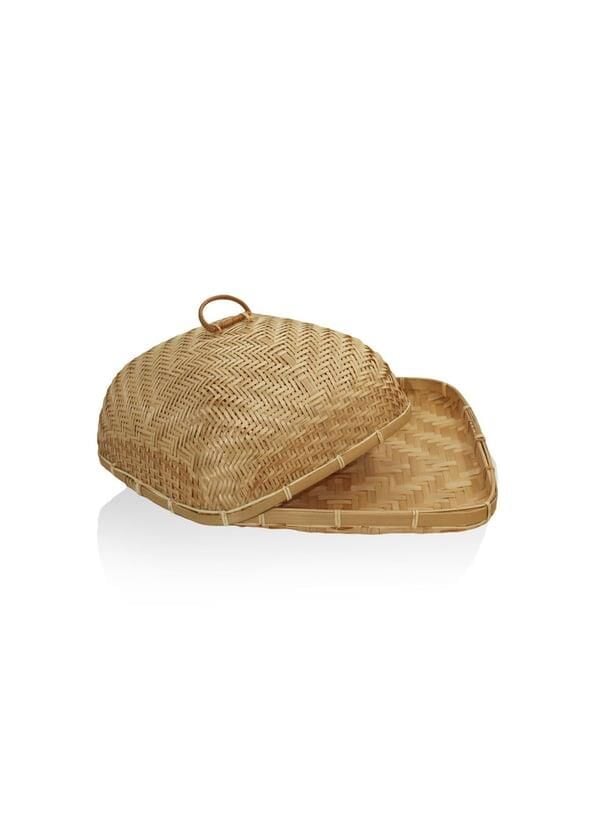 BAMBU KAPAKLI TEPSİ SUNUMLUK 34X34X19CM