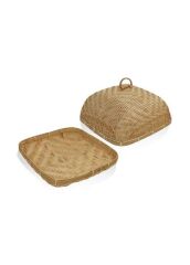 BAMBU KAPAKLI TEPSİ SUNUMLUK 34X34X19CM