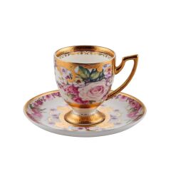 ALTIN İŞLEMELİ TEK KİŞİLİK TÜRK KAHVESİ FİNCANI