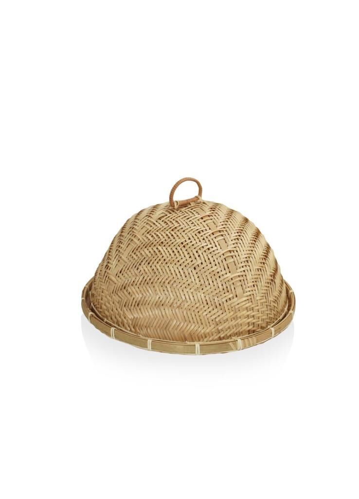 BAMBU YUVARLAK KAPAKLI TEPSİ SUNUMLUK 39X23CM