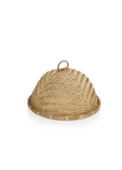 BAMBU YUVARLAK KAPAKLI TEPSİ SUNUMLUK 39X23CM